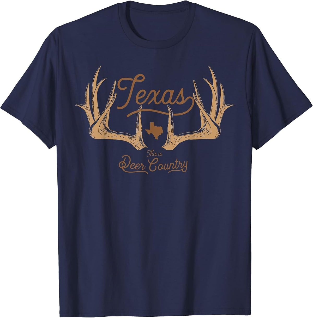 Texas Deer Country Hunting Whitetail T-Shirt - Navy Blue
