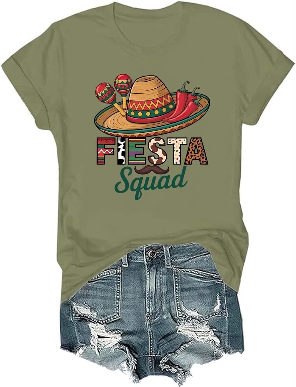 Mexican Funny Cinco De Mayo Party T-Shirt Happy Cinco De Mayo Shirts for Women Men - Crewneck Green