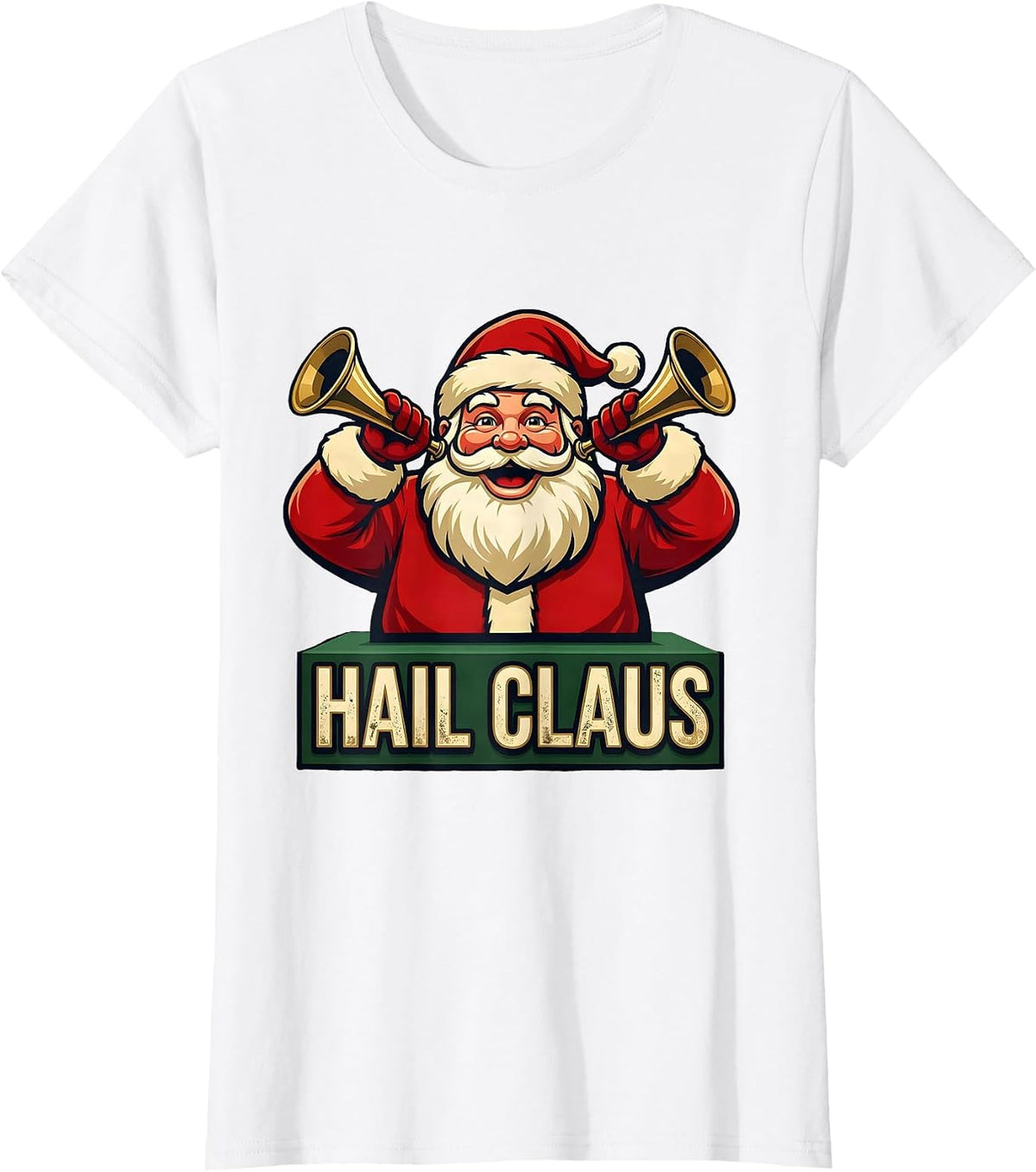 Hail Claus Heavy Metal Santa Rocker Christmas Novelty T-Shirt - White