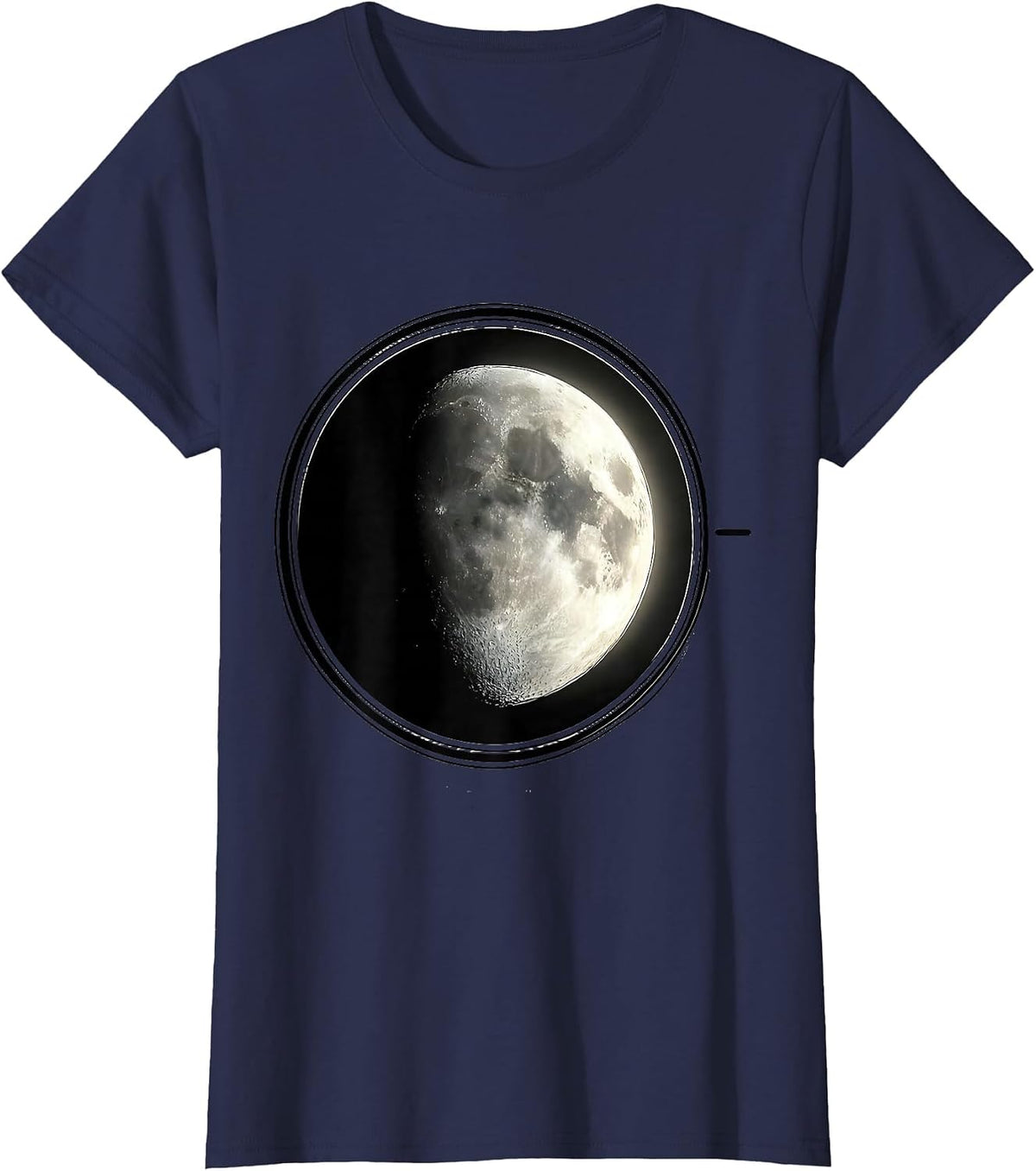Women's Sealed Moon Badge Boho Celestial Astronomy T-Shirt - Navy Blue