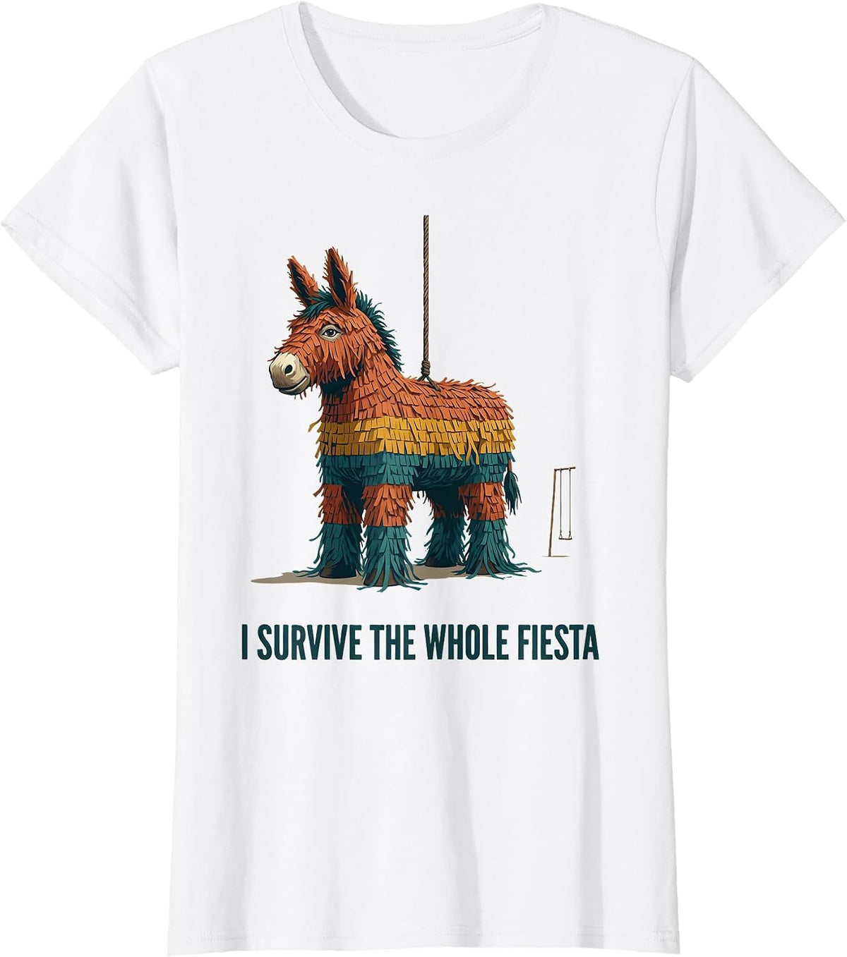 Women's I Survive The Whole Fiesta Funny Cinco De Mayo Party Costume T-Shirt - White