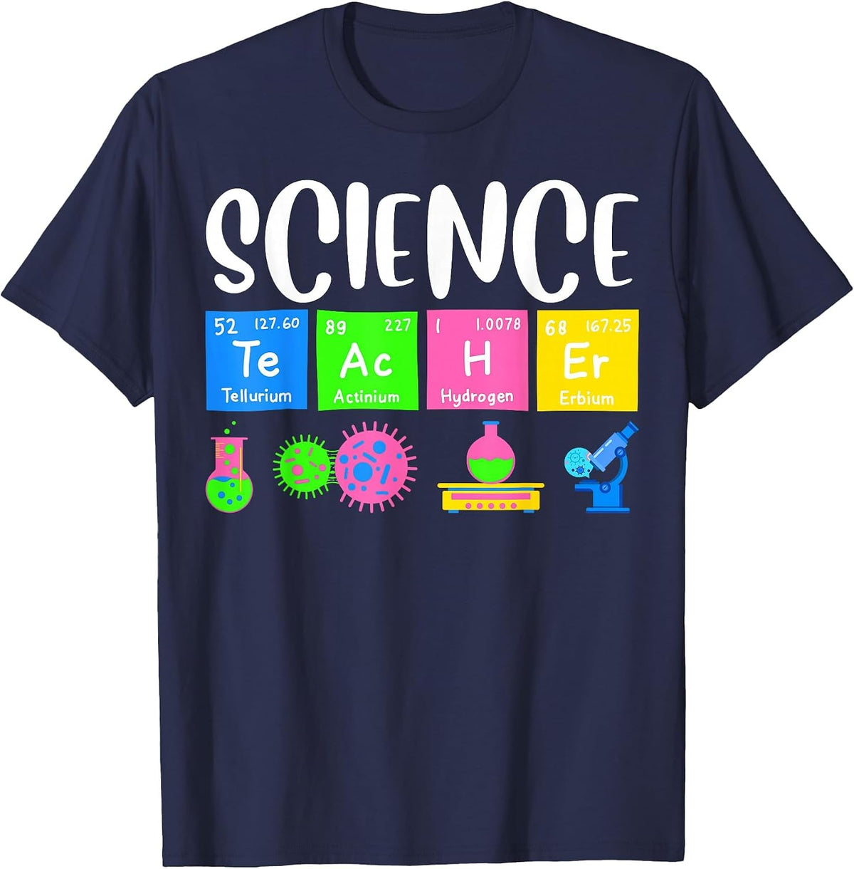 Funny Chemistry Biology Science Teacher Student T-Shirt - Navy Blue