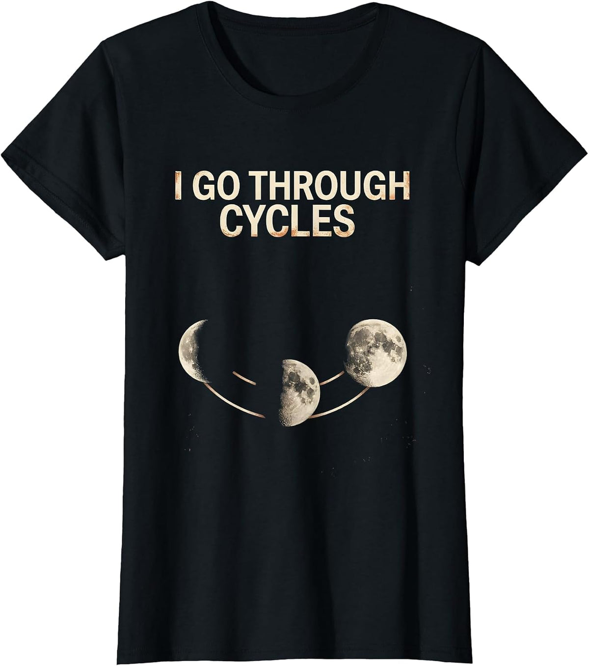 I Go Through Cycles Distressed Moon Phase Astronomy Boho T-Shirt - Black