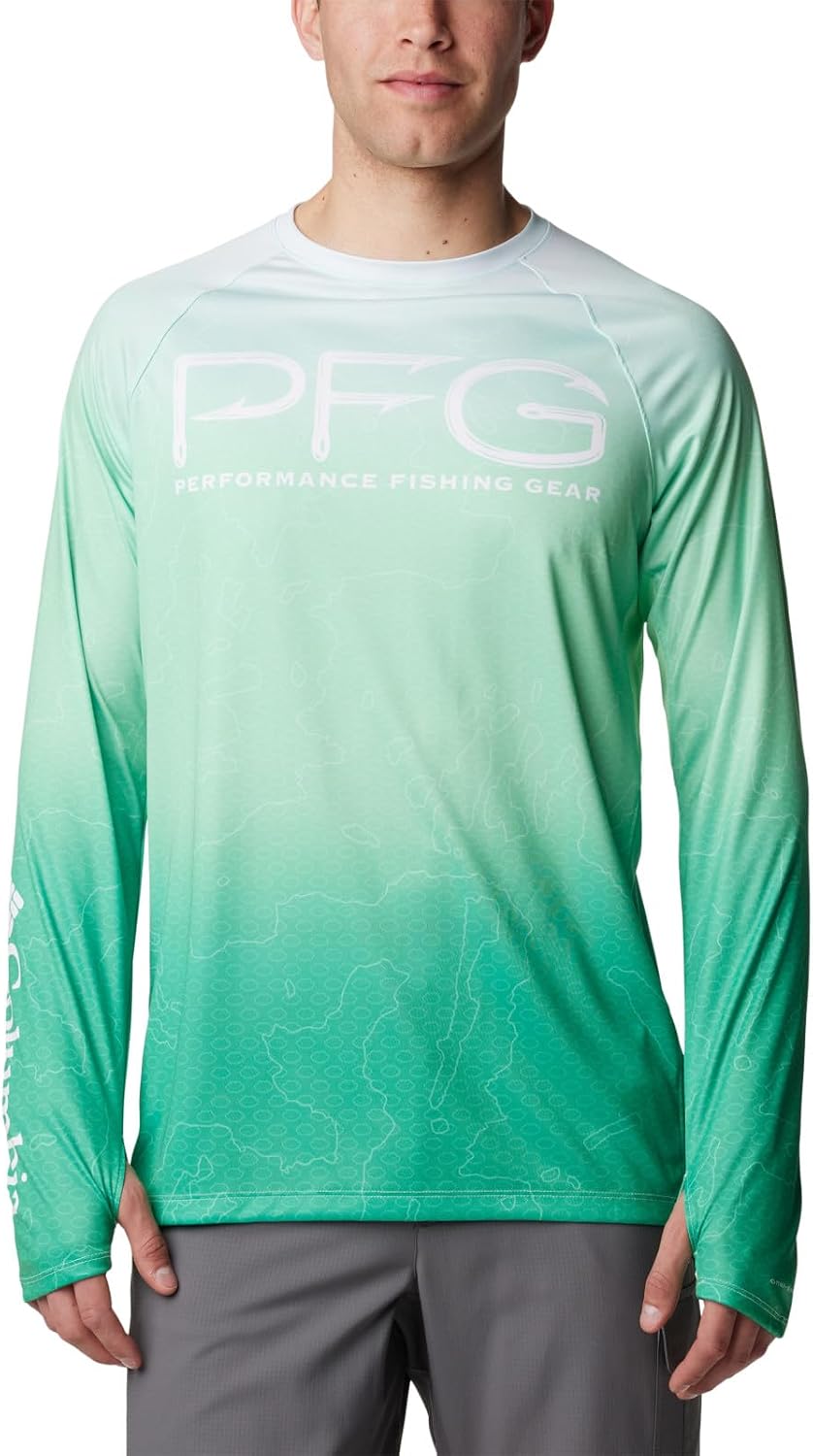 Columbia Mens Super Terminal Tackle Vent Long Sleeve - Ocean Mint Terminal Techcamo