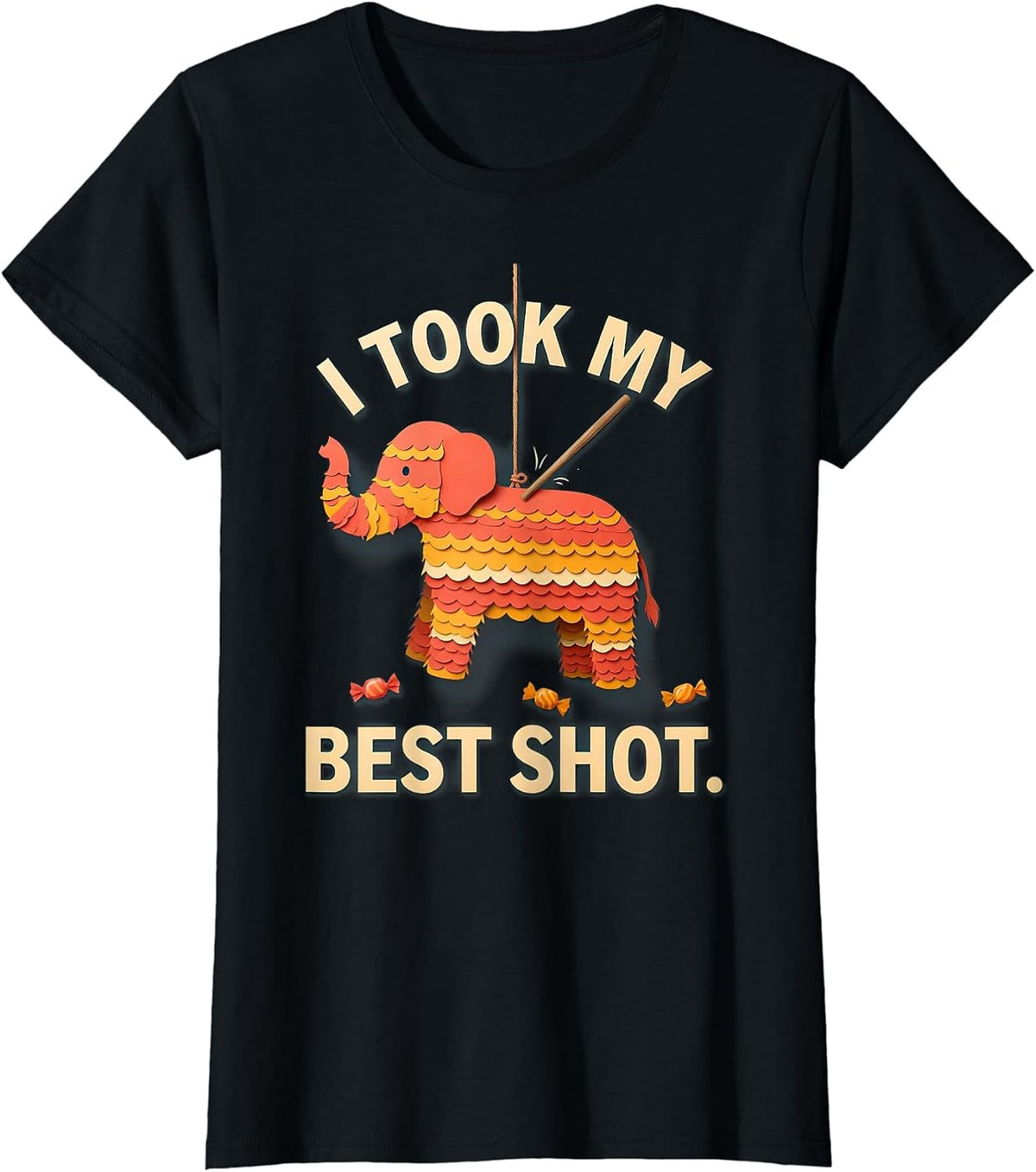 Women's I Took My Best Shot Funny Cinco De Mayo Piñata Party Costume T-Shirt - Black