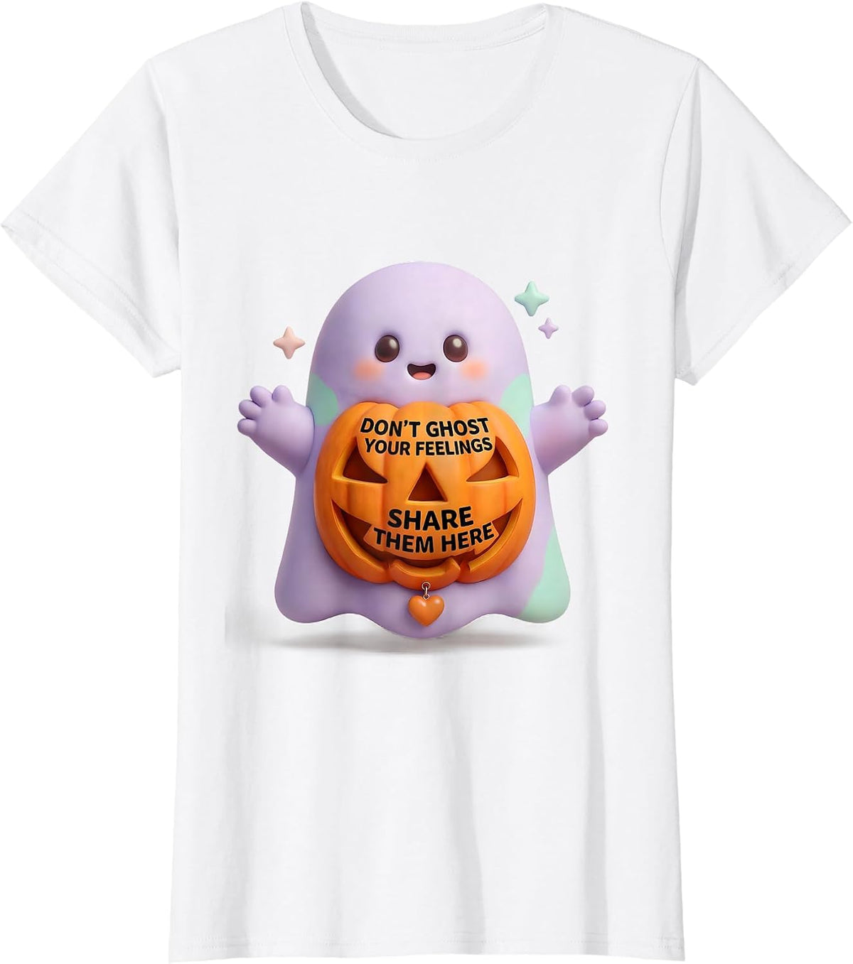 Don't Ghost Your Feelings Share Them Here Cute Kawaii T-Shirt - White