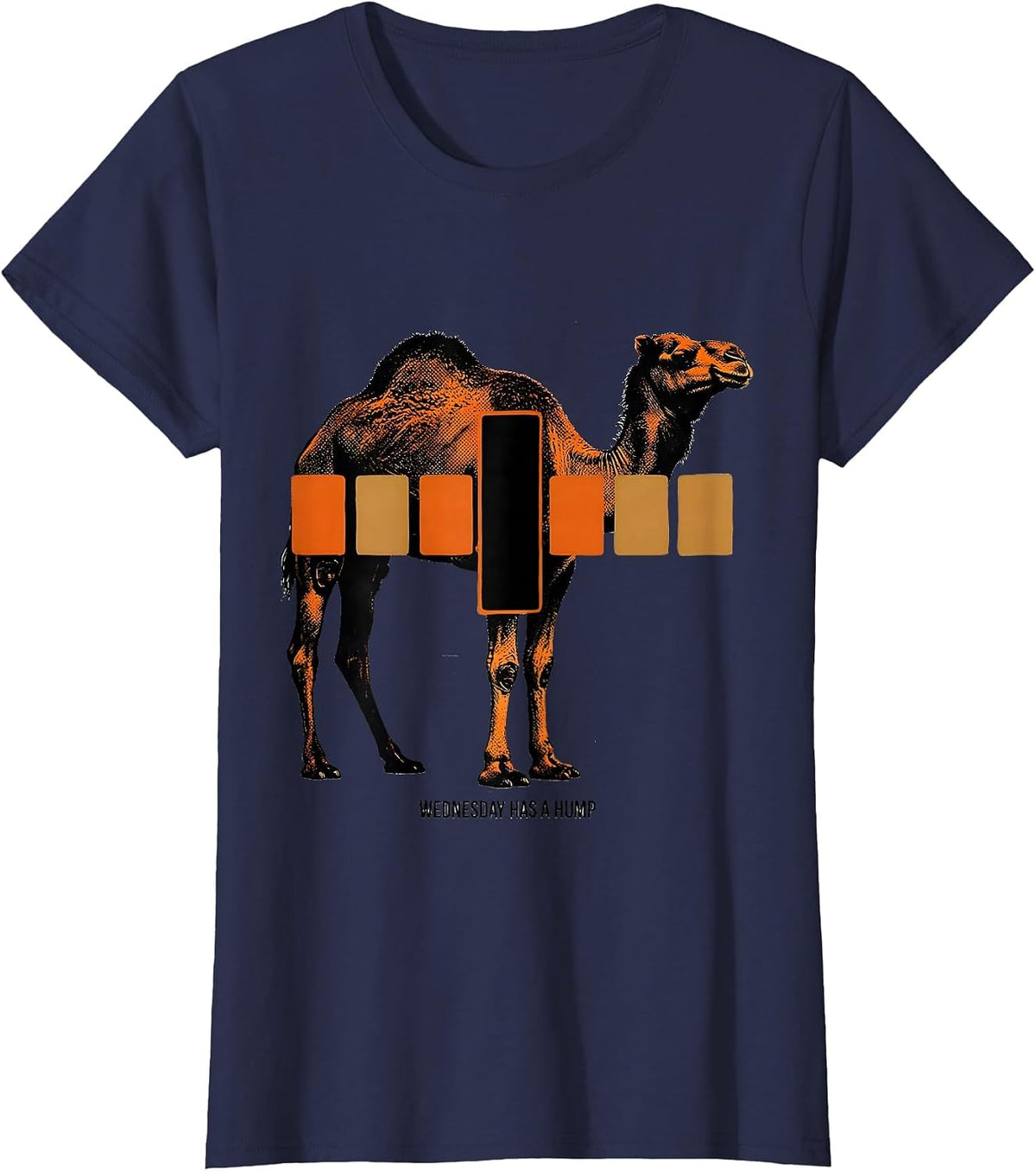 Women's Wednesday Has A Hump Raunchy Tow Truck Humor Novelty T-Shirt - Navy Blue