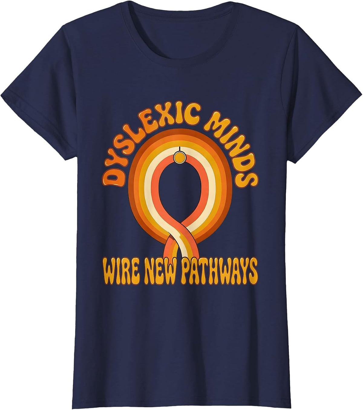 Women's Dyslexic Minds Wire New Pathways Retro Dyslexia Teacher T-Shirt - Navy Blue