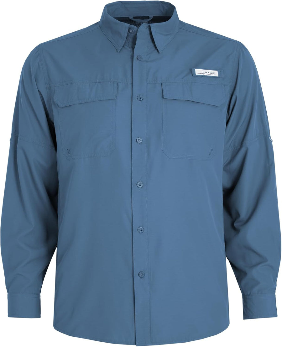HABIT Men's Trappers Cabin Hybrid Long Sleeve River Shirt - Ensign Blue