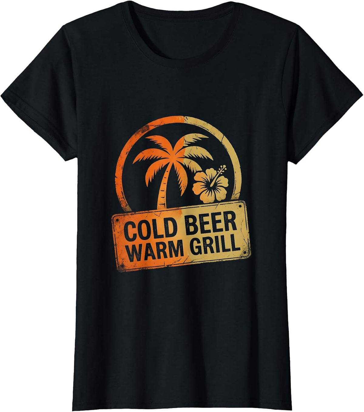 Cold Beer Warm Grill Labor Day BBQ Design T-Shirt - Black
