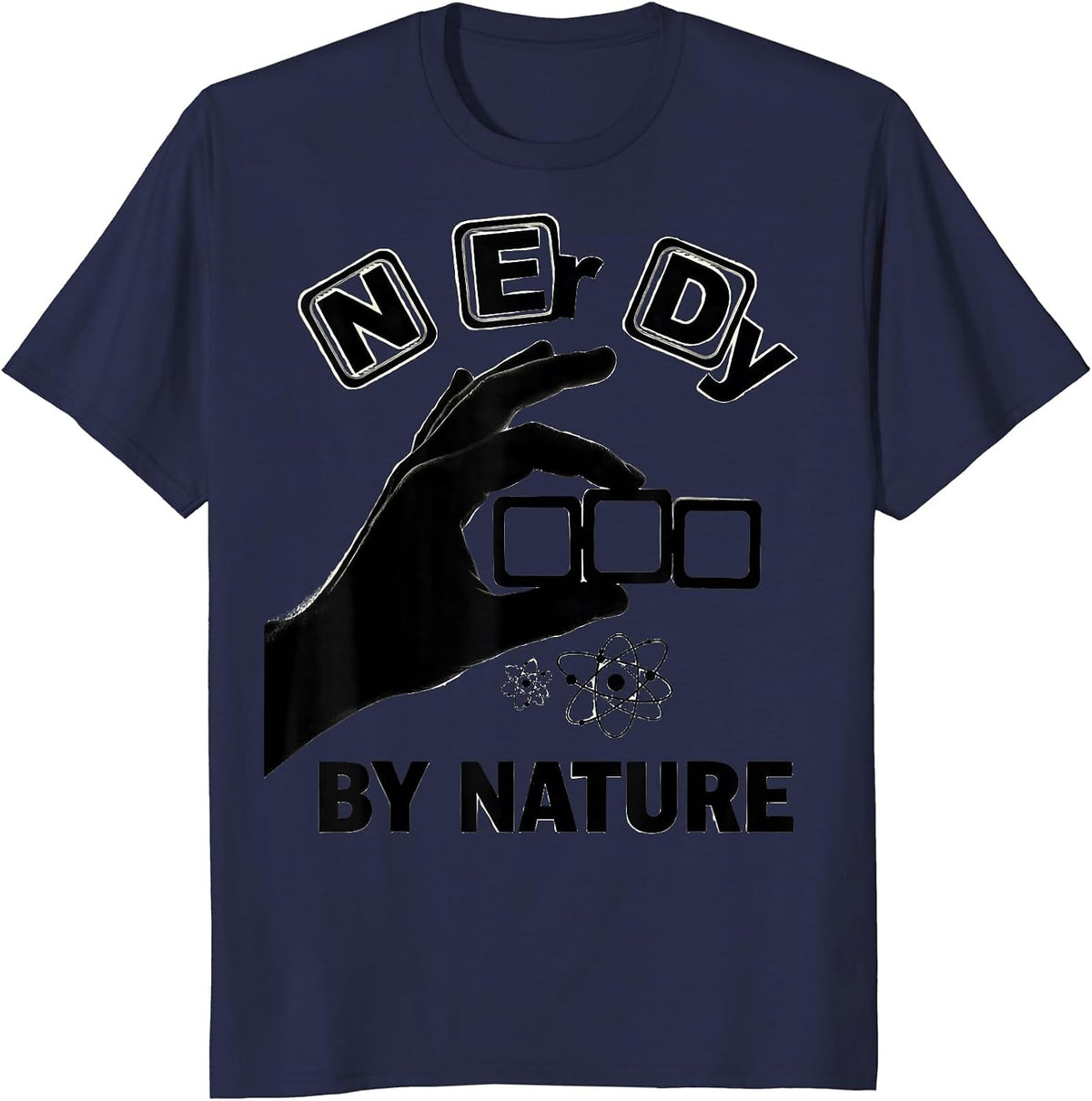 Men's N Er Dy By Nature Funny Periodic Table Chemistry Nerd Gift T-Shirt - Navy Blue
