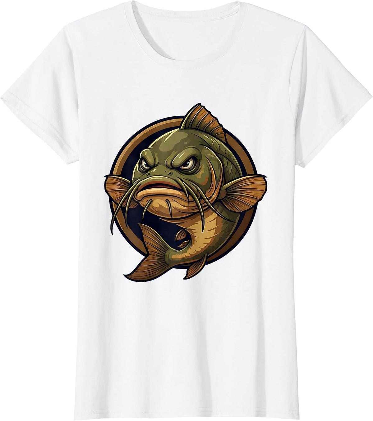 Catfish Lurking in Murky River Depths Graphic T-Shirt - White