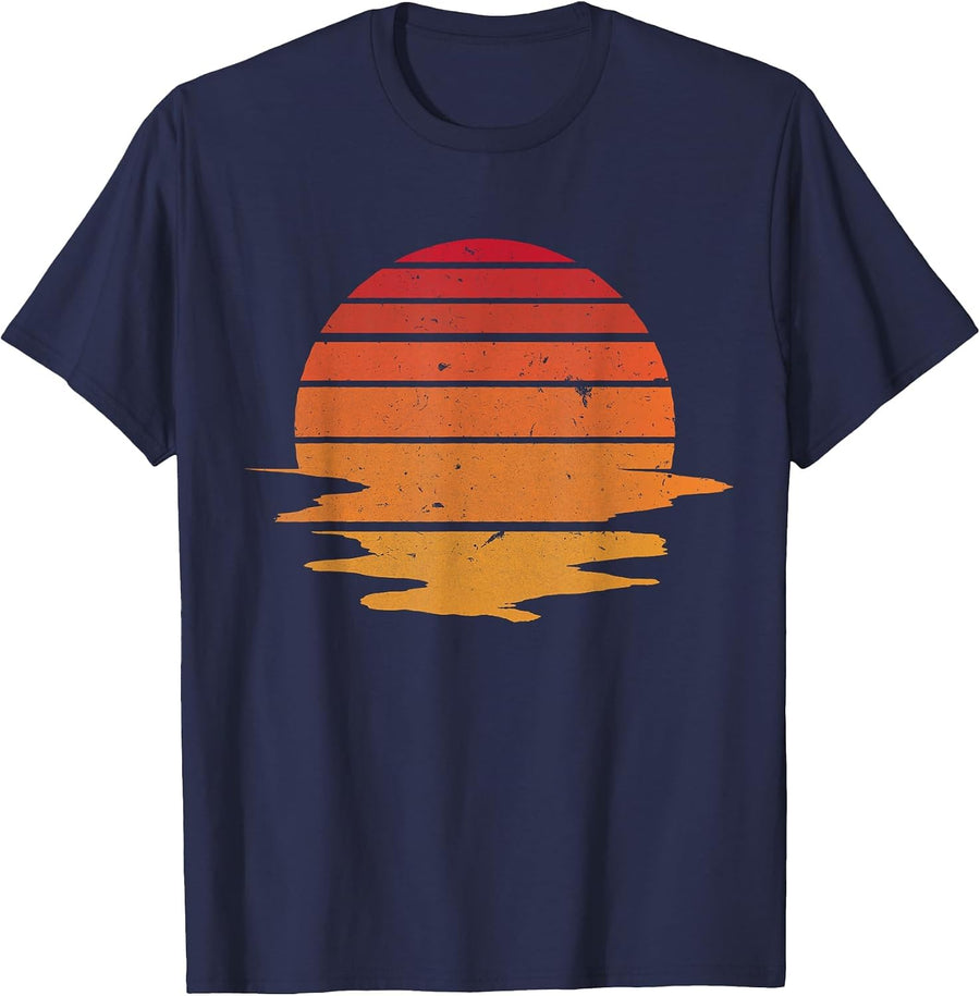 Vintage Sunset Graphic tee Shirt T-Shirt - Navy Blue