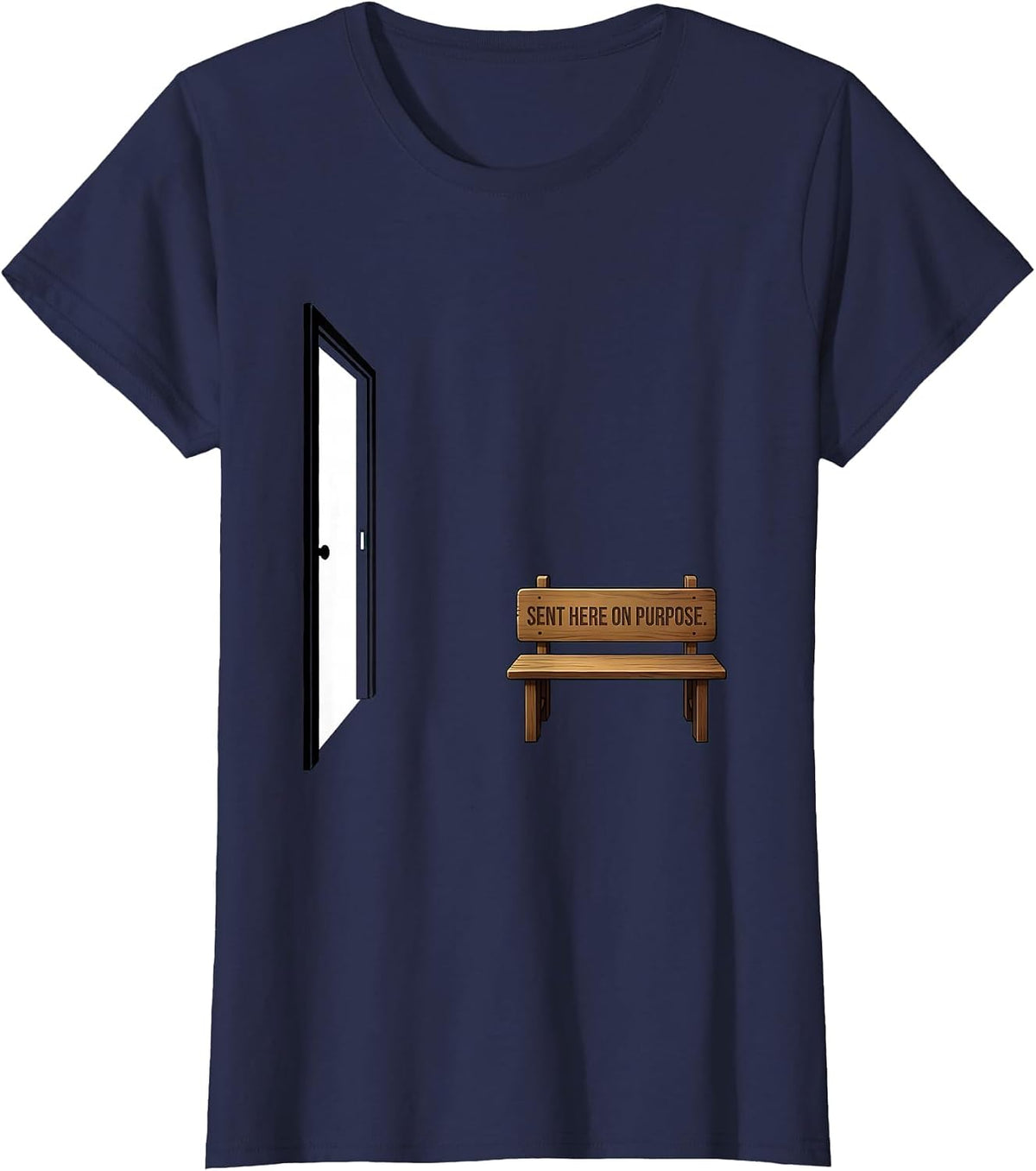 Women's Sent Here On Purpose Minimalist School Counselor Back T-Shirt - Navy Blue