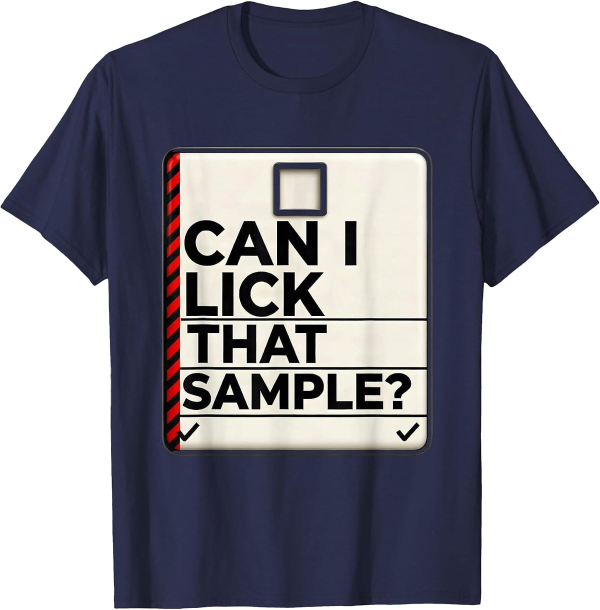 Men's Can I Lick That Sample Funny Periodic Table Science Teacher T-Shirt - Navy Blue
