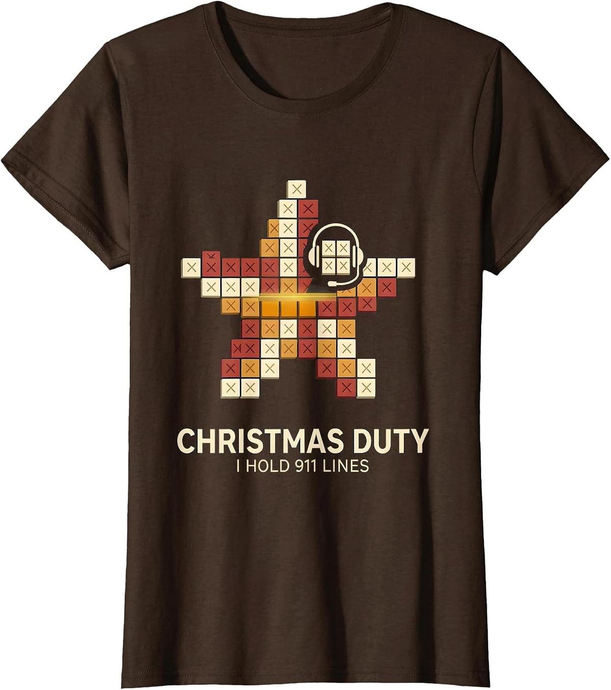 Women's Christmas Duty I Hold 911 Lines Funny 911 Dispatcher T-Shirt - Brown