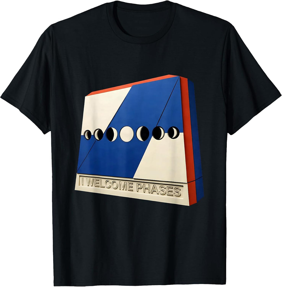 Men's I Welcome Phases Geometric Lunar Cycle Astronomy Astrology T-Shirt - Black