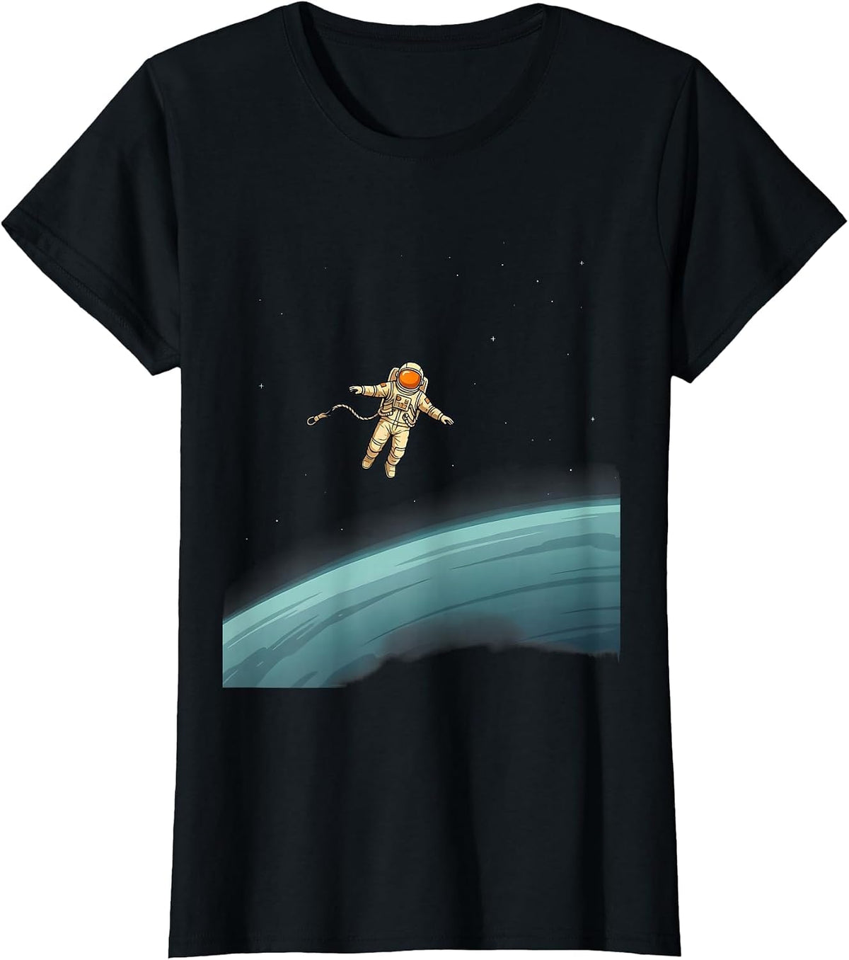 Untethered Astronaut Floating in Outer Space T-Shirt - Black