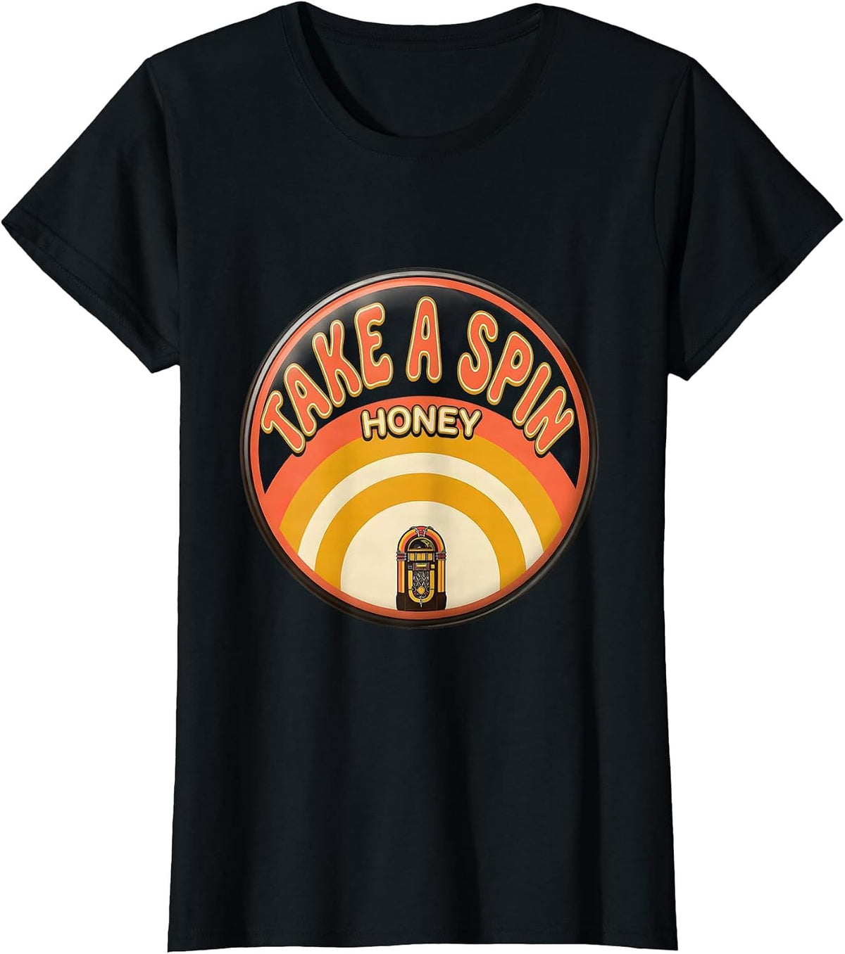 Take A Spin, Honey Retro 70s Country Western Bar Slang T-Shirt - Black