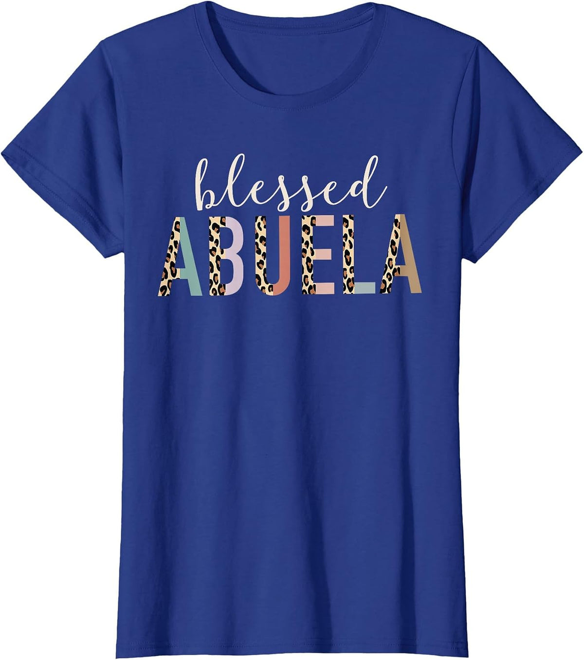 Blessed Abuela Cute Leopard Print T-Shirt - Royal Blue