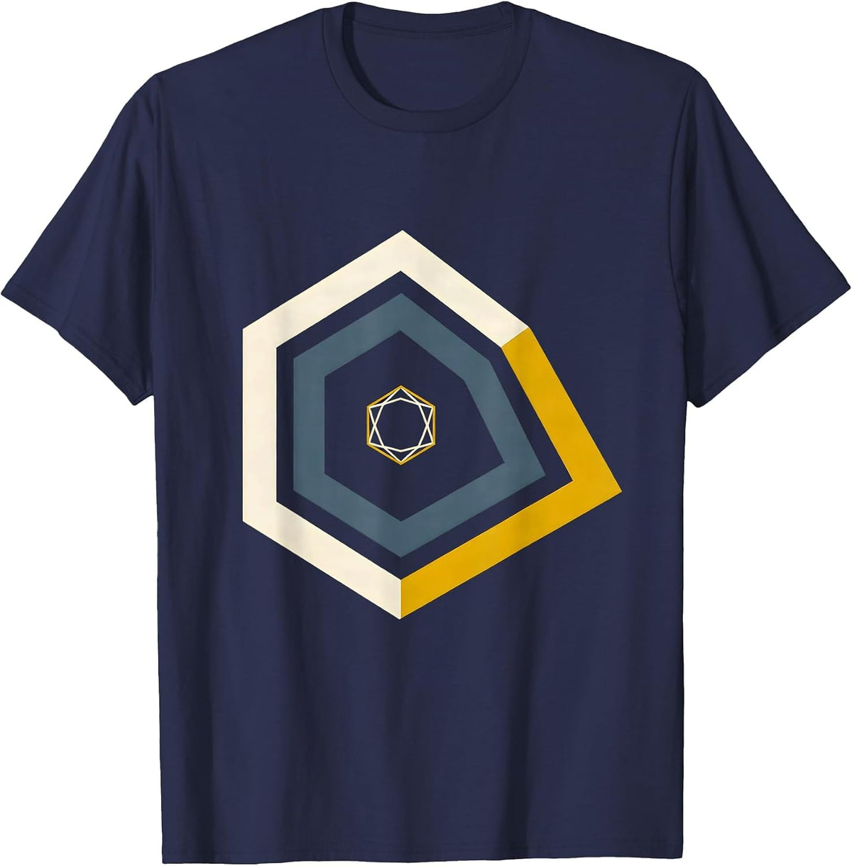 Men's Nested Gold Line 911 Dispatcher First Responder Tribute T-Shirt - Navy Blue