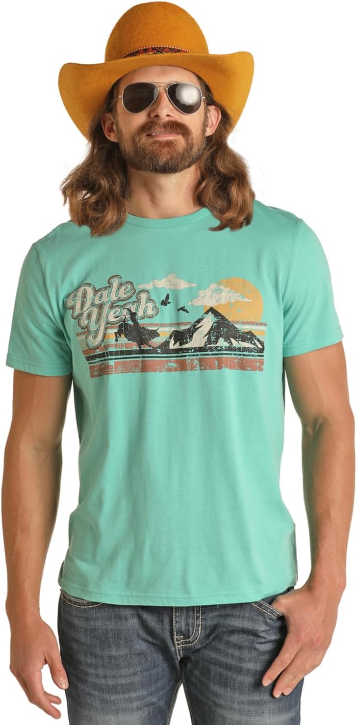 Unisex Turquoise Bull Rider T-Shirt by Rock & Roll - As Pictured