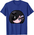 Emo Girl Dark Hair One Eye Graphic Design T-Shirt - Royal Blue