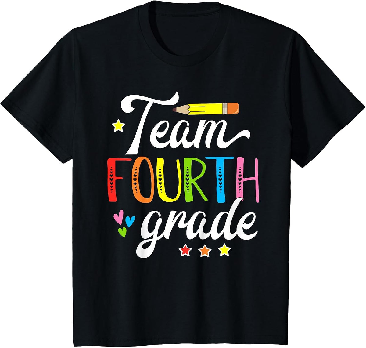 Team 4th Grade Teacher Student First Day of School T-Shirt - Black