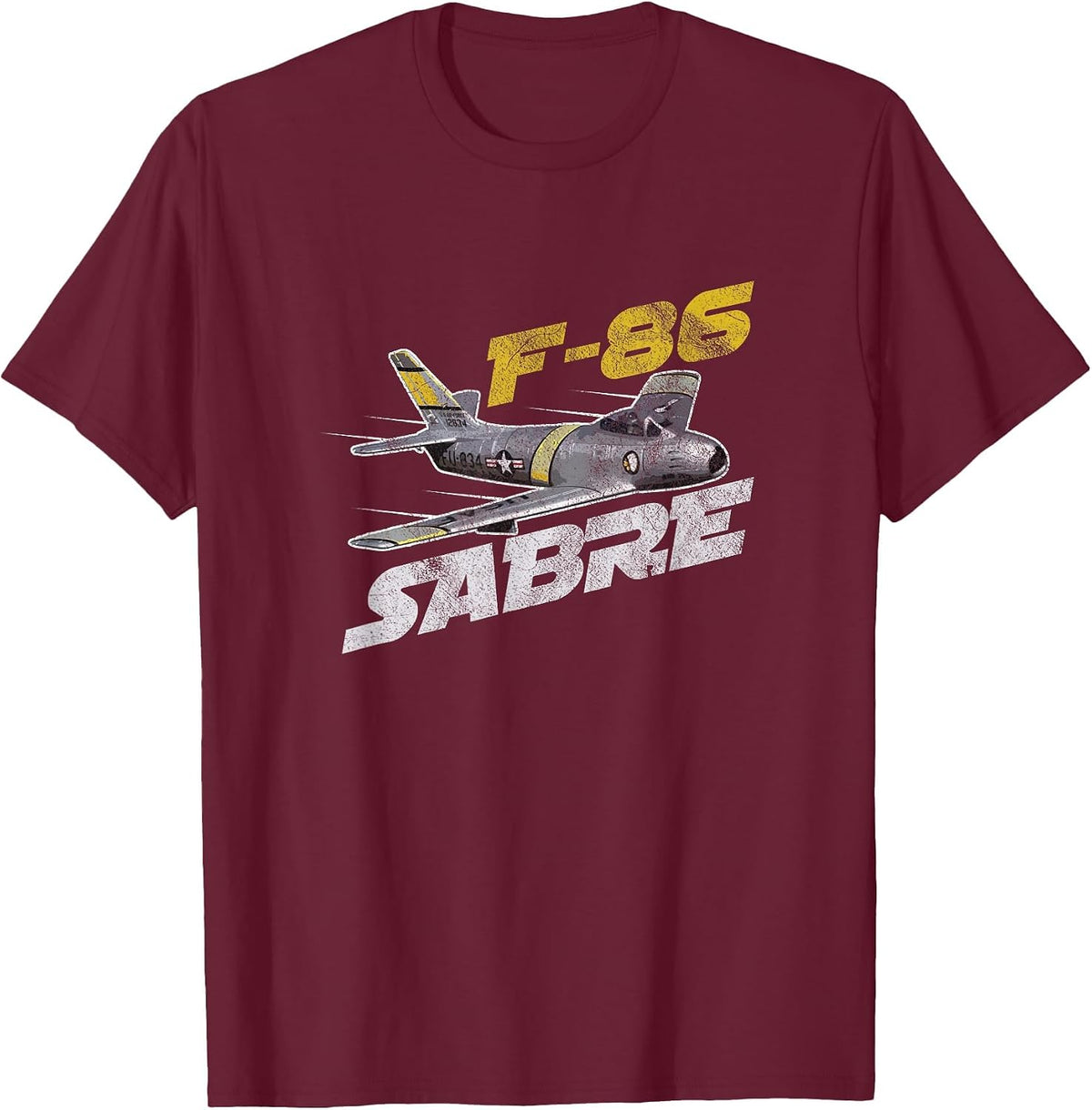 F-86 Sabre Jet Shirt Vintage Machine Veteran Pilot Tee T-Shirt - Burgundy