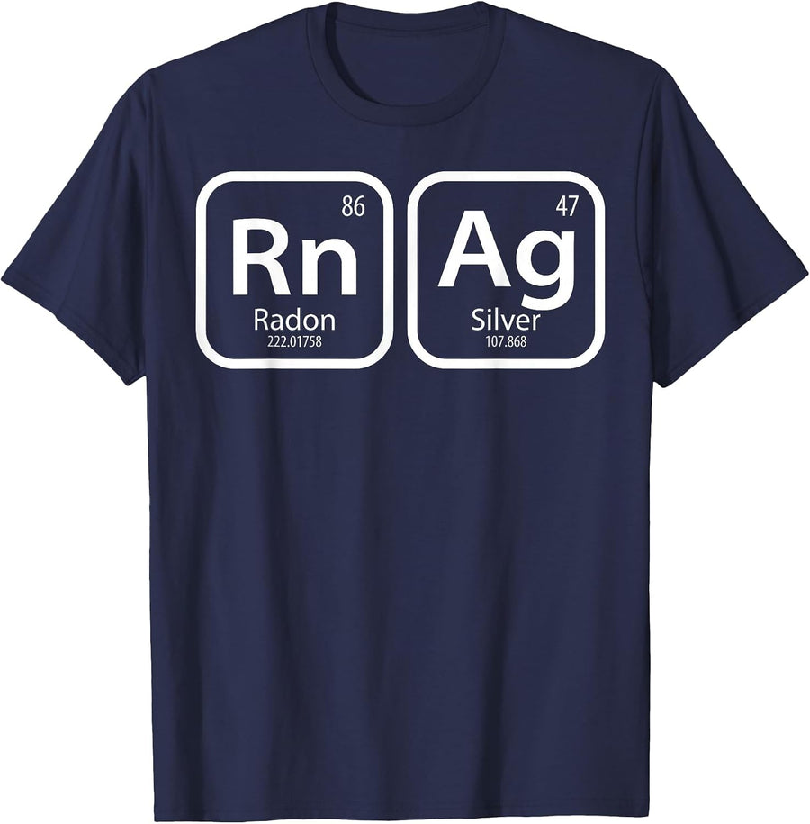 Radon Silver Periodic Table Elements Science Protest Anti T-Shirt - Navy Blue