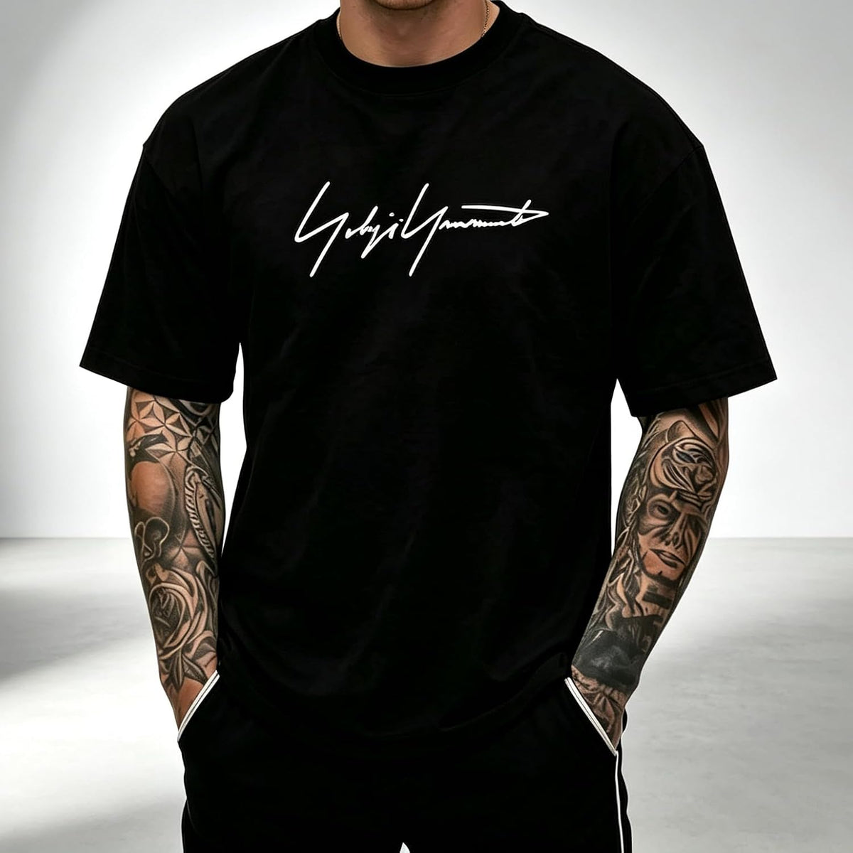 Men's Casual Summer T-Shirt Soft Breathable Round-Neck Short Sleeve Digital Print T-Shirt for Men Birthday - Black 3