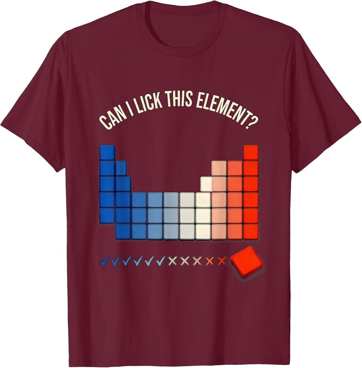 Can I Lick This Element Funny Periodic Table Science Teacher T-Shirt - Burgundy