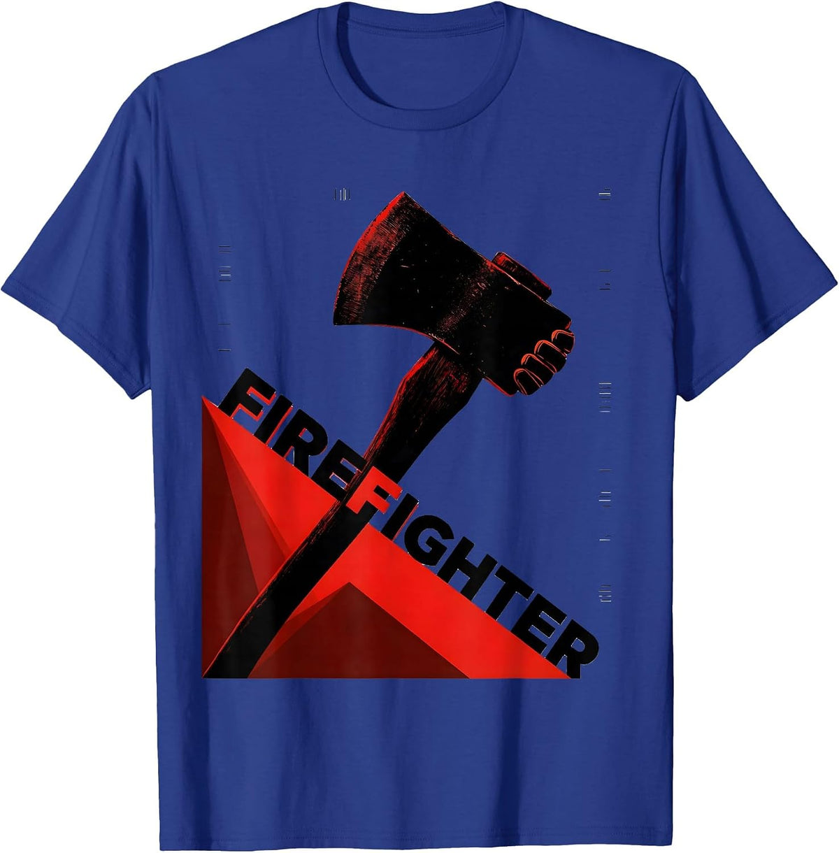 Firefighter Constructivist Poster Art Fire Department Pride T-Shirt - Royal Blue