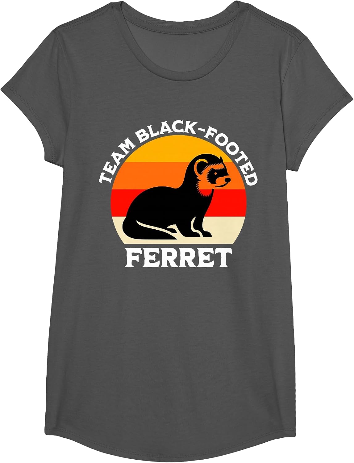 Black Footed Ferret Team Iltis T-Shirt - Girls Asphalt Grey