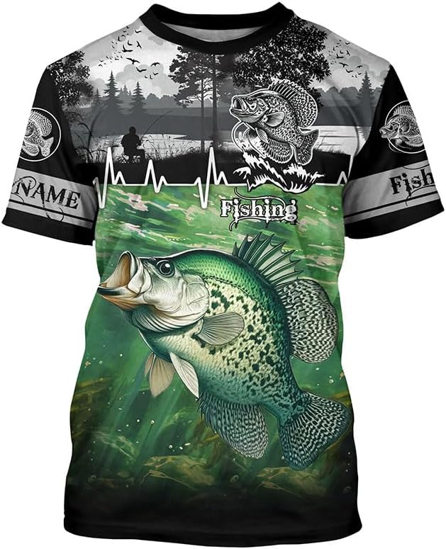 Crappie Fishing UV Protection Custom Name Long Sleeves Fishing Shirts for Men, Women, Kid, Crappie Fishing Jersey - T-shirt