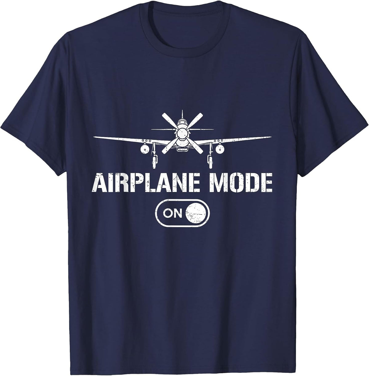 Airplane Mode Funny P-51 Mustang World War 2 Fighter Planes T-Shirt - Navy Blue