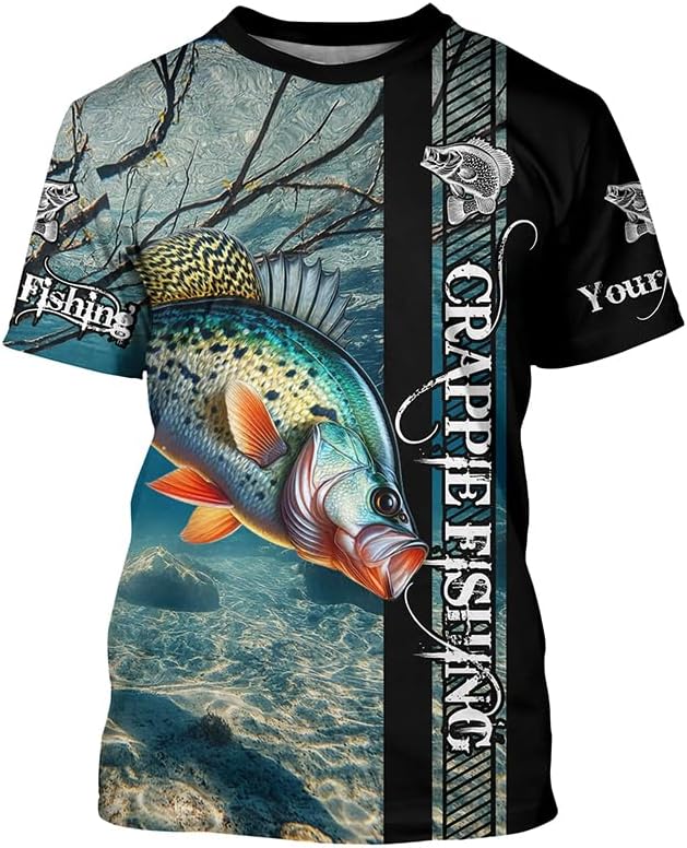 Crappie Fishing Camo Customize Name Crappie Long Sleeve Fishing Shirts - All-over Print T-shirt
