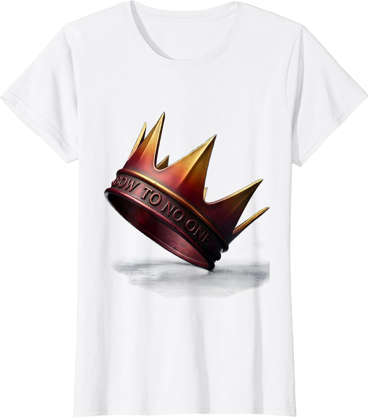 Bow To No One No Kings Bold Statement Design T-Shirt - White