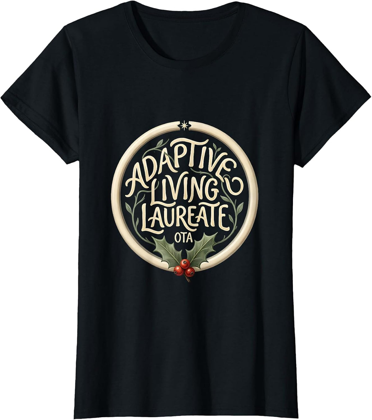 Women's Adaptive Living Laureate, OTA Boho Occupational Therapist T-Shirt - Black