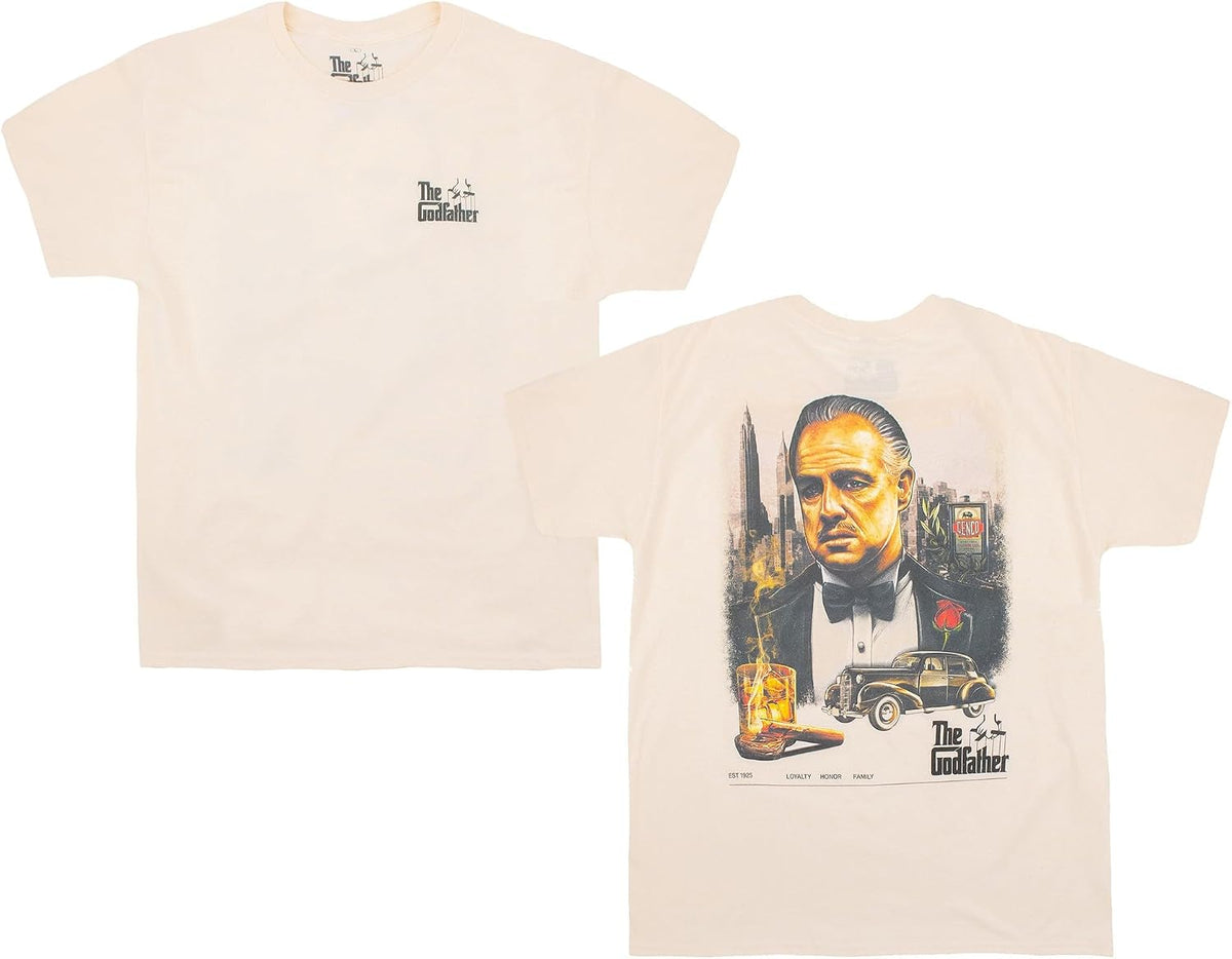Ripple Junction Crime Movie Vintage Men's Graphic T-Shirt Officially Licensed - The Godfather Illustrated Poster - Natural