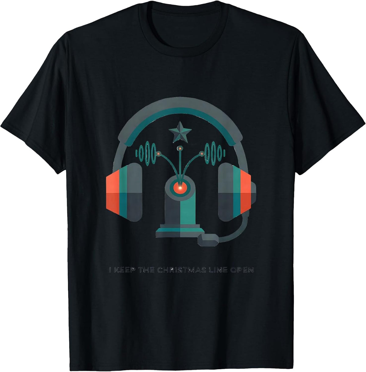 Men's I Keep The Christmas Line Open Funny 911 Dispatcher T-Shirt - Black