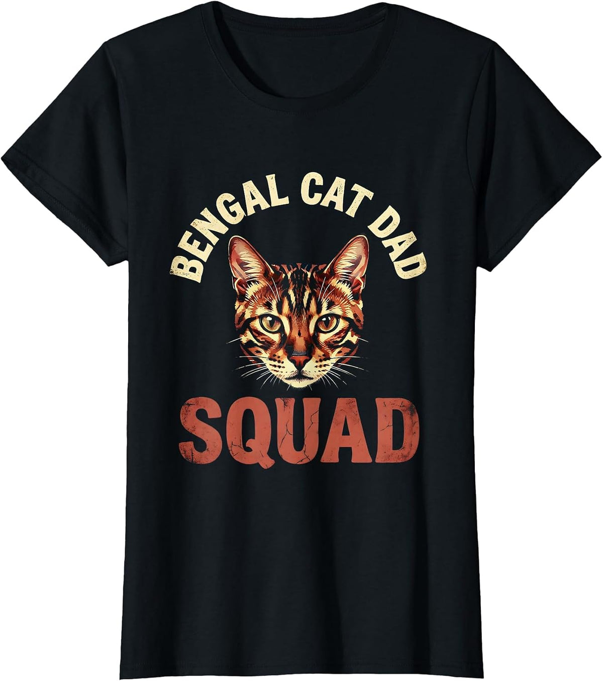 Bengal Cat Dad Squad Feline Lover Design T-Shirt - Black