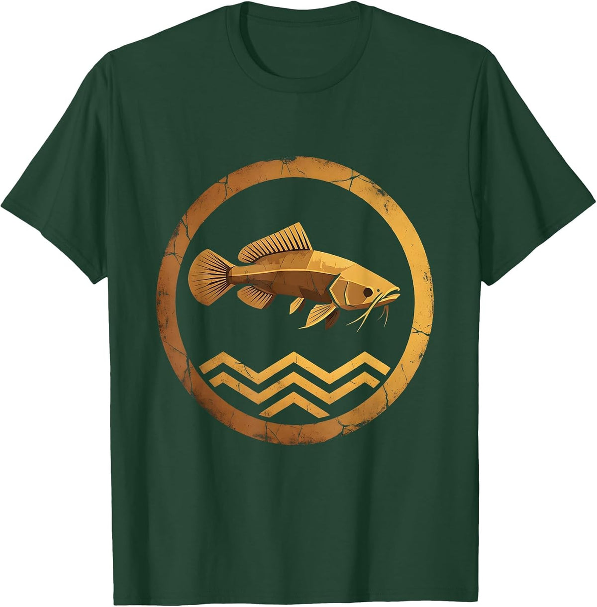 Nebraska River Catfish Leaping From Water T-Shirt - Dark Green