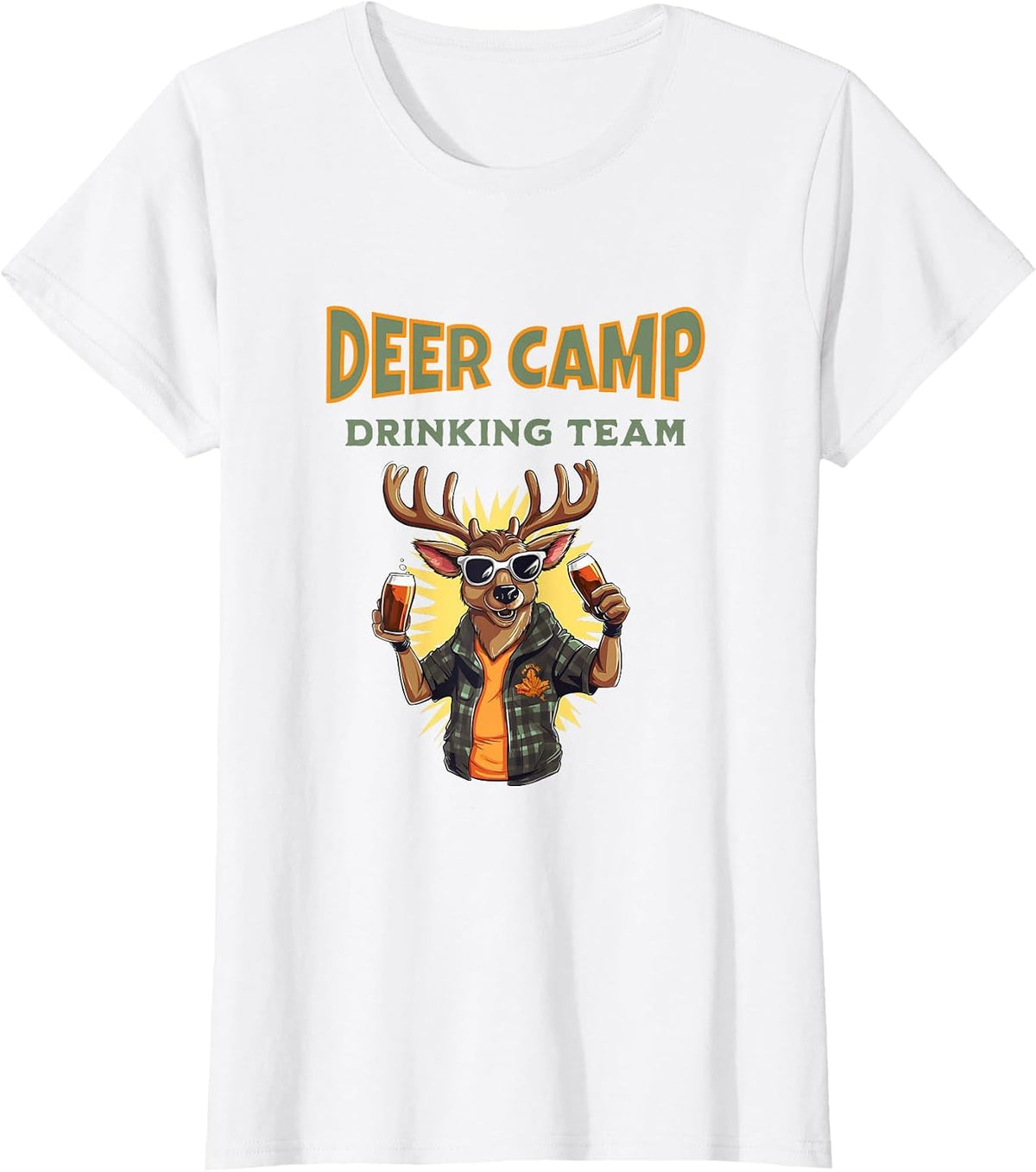 Deer Camp Drinking Team - Fun for Buck Hunters Deer Hunting T-Shirt - White