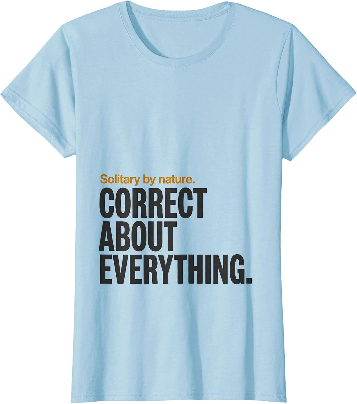 Women's Solitary By Nature Correct About Everything Funny Honey T-Shirt - Baby Blue