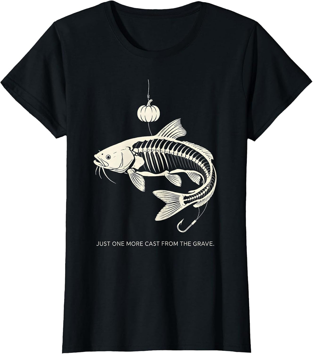 Just One More Cast From The Grave Spooky Halloween Fishing T-Shirt - Black