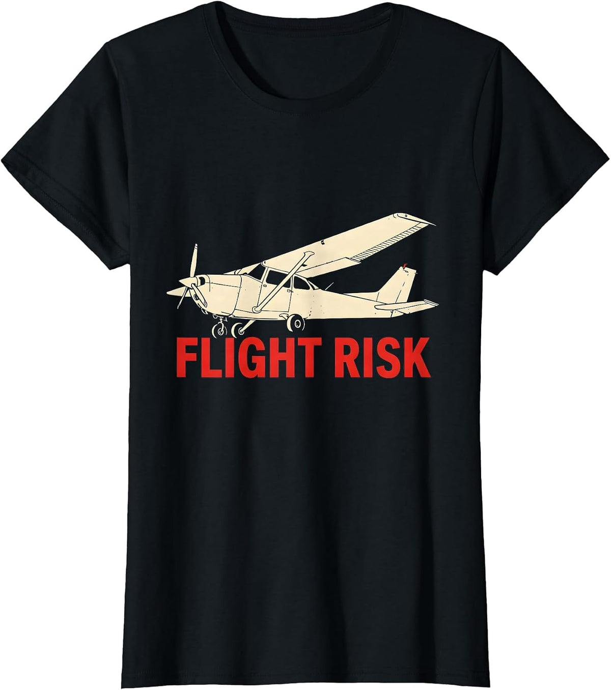 Flight Risk Stencil Graphic Aviation Enthusiast Pilot Family T-Shirt - Black