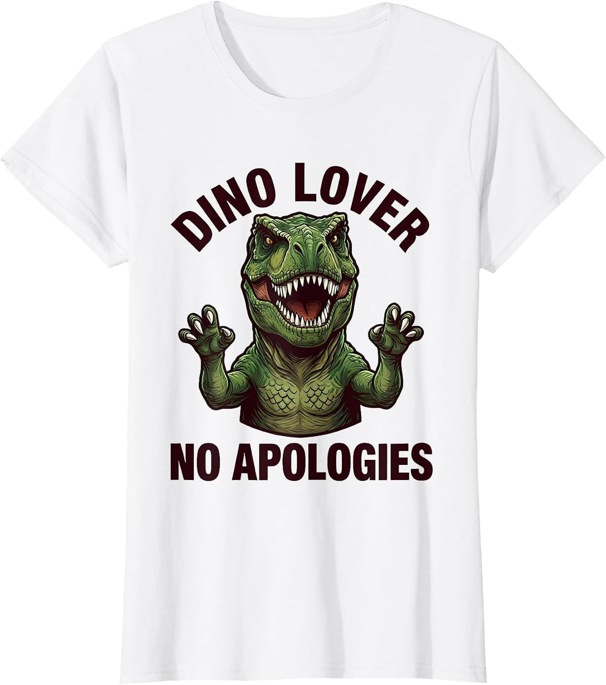 Dino Lover No Apologies Dinosaur Design T-Shirt - White