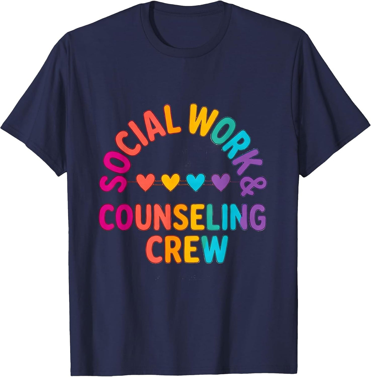 Social Work & Counseling Crew Colorful School Counselor Crew T-Shirt - Navy Blue