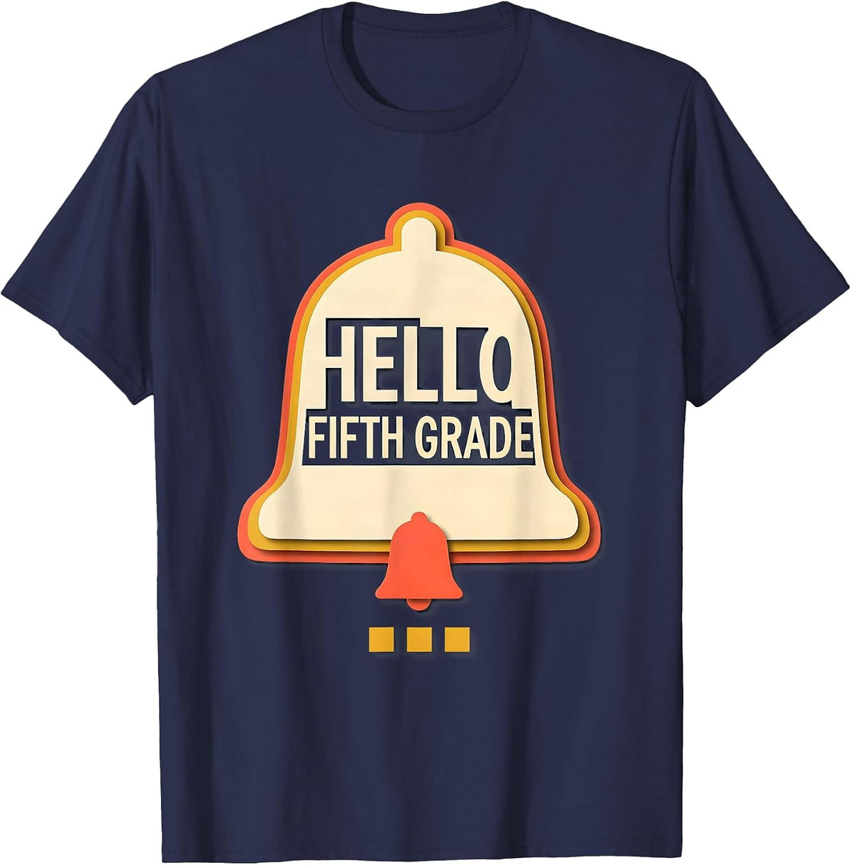 Men's Hello, Fifth Grade Retro Groovy Back To School Teacher T-Shirt - Navy Blue